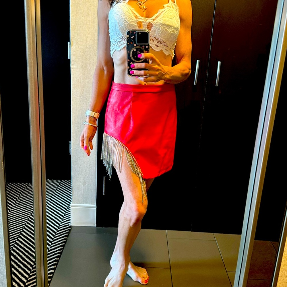 Small Buddy Love red pleather skirt w/ rhinestone